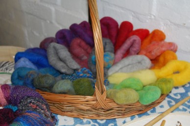 Coloured wool ready to spin