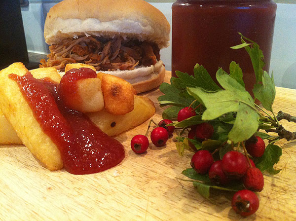 Haw berry ketchup on chips